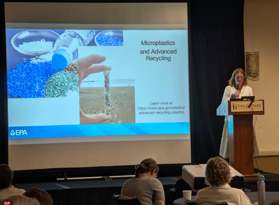Anne M. Vogel speaking at the podium during the 2026 Illinois Circularity Conference